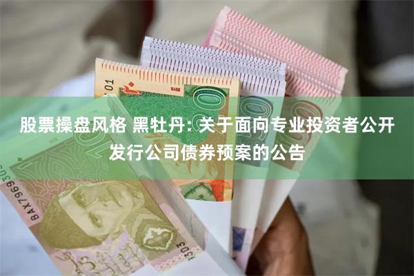 股票操盘风格 黑牡丹: 关于面向专业投资者公开发行公司债券预案的公告